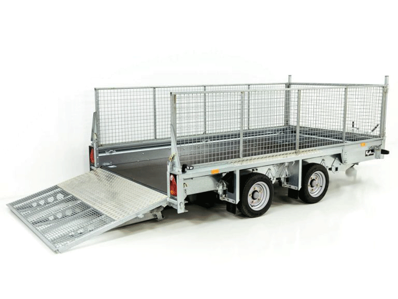 ANAHAGER-5 Ifor Williams Baumaschinenanhänger GX126 3,5t|Rampe|Gitteraufsatz – Bild 1